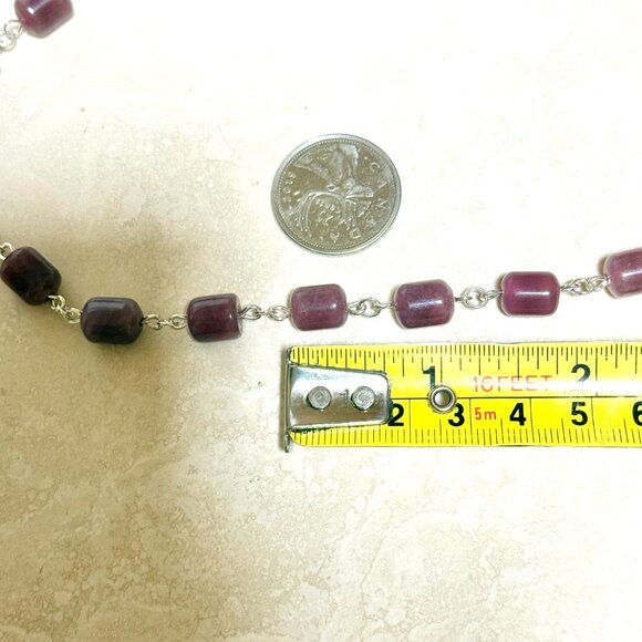 Genuine Magenta Chalcedony Short Necklace, Gemstone Adjustable Necklace - Picture 11 of 12